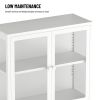 Four Glass Door Storage Cabinet with Adjustable Shelves and Feet Cold-Rolled Steel Sideboard Furniture for Living Room Kitchen White