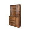 Large Kitchen Pantry Storage Cabinet with Drawers & Open Shelves, Freestanding Kitchen Cupboard Buffet Cabinet