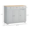 Sideboard Buffet Cabinet with Drawers, Kitchen Cabinet, Coffee Bar Cabinet with Rubberwood Top and Adjustable Shelves for Living Room, Kitchen, Gray