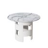 42.12"Modern Round Dining Table with Printed White Marble Table Top for Dining Room, Kitchen, Living Room