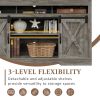 3 Level Adjustable Shelves Barn Door Light Gray Wood Tv Stands Kitchen Cabinets For Storage With Doors Living Room