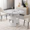 42.12"Modern Round Dining Table with Printed White Marble Table Top for Dining Room, Kitchen, Living Room