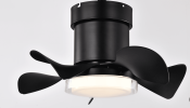 21'' low noise matte black abs blade remote ceiling fan with led light for Kitchen Bedroom Dining room Toilet Patio (Matt Black)