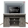 3 Level Adjustable Shelves Barn Door Light Gray Wood Tv Stands Kitchen Cabinets For Storage With Doors Living Room