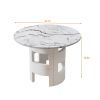 42.12"Modern Round Dining Table with Printed White Marble Table Top for Dining Room, Kitchen, Living Room