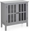 Kitchen Storage Cabinet with 2 Glass Doors, Home Kitchen Dining Wine Cabinet