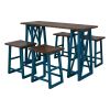 Rustic Counter Height 5-Piece Dining Set, Wood Console Table Set with 4 Stools for Small Places
