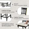 Mid-Century Farmhouse 5-Piece Wood Dining Table Set Counter Height Kitchen Furniture Set with Storage Drawers and 4 Upholstered Chairs