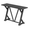 Mid-century Counter Height 5-Piece Dining Set, Wood Console Table with Trestle Legs and 4 Stools for Small Places