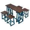 Rustic Counter Height 5-Piece Dining Set, Wood Console Table Set with 4 Stools for Small Places