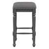 Mid-century Counter Height 5-Piece Dining Set, Wood Console Table with Trestle Legs and 4 Stools for Small Places