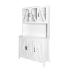 Large Kitchen Pantry Storage Cabinet with Glass Doors, Drawers & Open Shelves, Freestanding Kitchen Cupboard Buffet Cabinet for Living Room