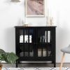 Kitchen Storage Cabinet with 2 Glass Doors, Home Kitchen Dining Wine Cabinet