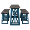 Rustic Counter Height 5-Piece Dining Set, Wood Console Table Set with 4 Stools for Small Places