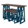 Rustic Counter Height 5-Piece Dining Set, Wood Console Table Set with 4 Stools for Small Places
