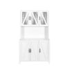 Large Kitchen Pantry Storage Cabinet with Glass Doors, Drawers & Open Shelves, Freestanding Kitchen Cupboard Buffet Cabinet for Living Room