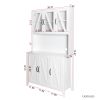 Large Kitchen Pantry Storage Cabinet with Glass Doors, Drawers & Open Shelves, Freestanding Kitchen Cupboard Buffet Cabinet for Living Room